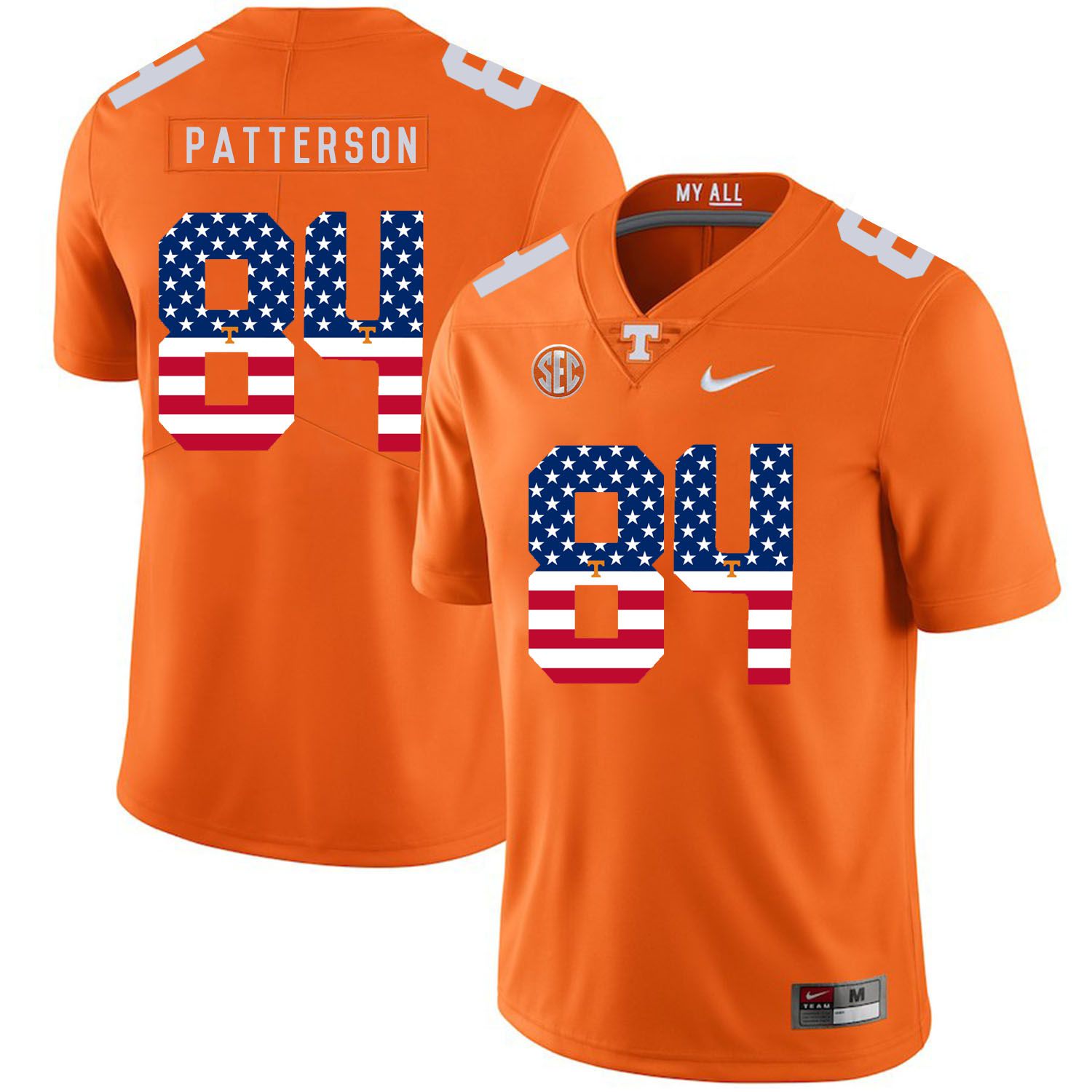 Men Tennessee Volunteers 84 Patterson Orange Flag Customized NCAA Jerseys